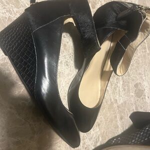Nine West Black Textured Wedges